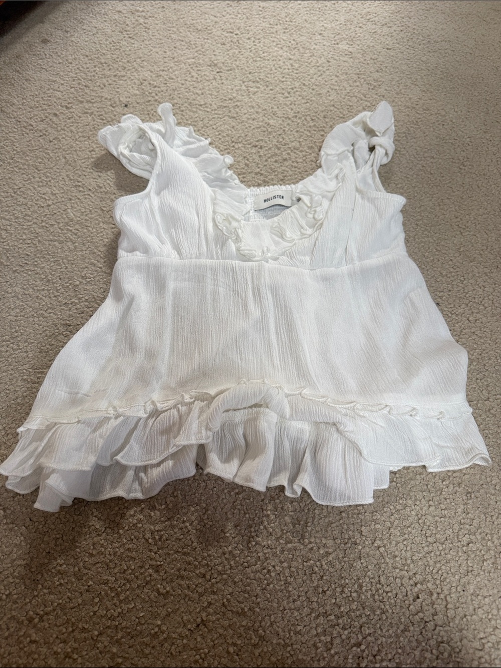 Hollister White Ruffle Detail Tank